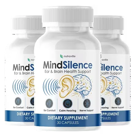 MindSilence daily ear and brain wellness capsule three bottle pack